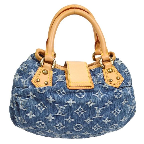 Authenticity Guarantee LOUIS VUITTON PLEATY HANDBAG PURSE INDIGO MONOGRAM DENIM - Picture 3 of 11